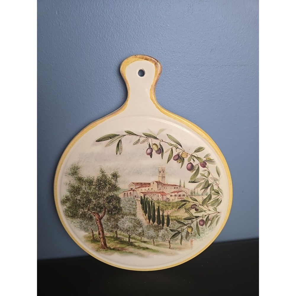Vintage Sur La Table Olives Ceramic Trivet Cheese Tray Made in Italy